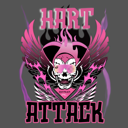 Bret Hart "Hart Attack" T-Shirt – Pink & Black Winged Skull Design WWE Retro Wrestling Tee