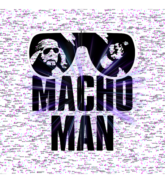 Macho Man Randy Savage Tribute Tee – Retro Glasses Design with TV Fuzz Background