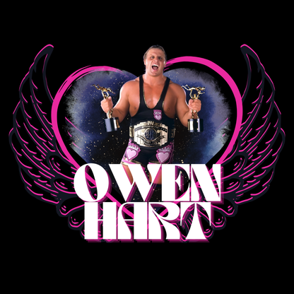 Special Edition Owen Hart Tribute T-Shirt - Intercontinental Champ & Slammy Winner Design | Pink & Black Hart Foundation