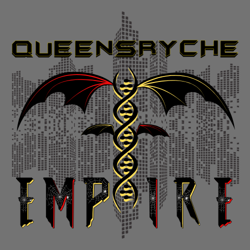 Queensrÿche Empire T-Shirt - 80s Power Metal Band Logo with DNA & Bat Wings - Band Merch for Fans