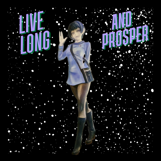 Vulcan Girl T-Shirt - 'Live Long & Prosper' Retro Sci-Fi Design | Trekkie Federation Uniform Tee