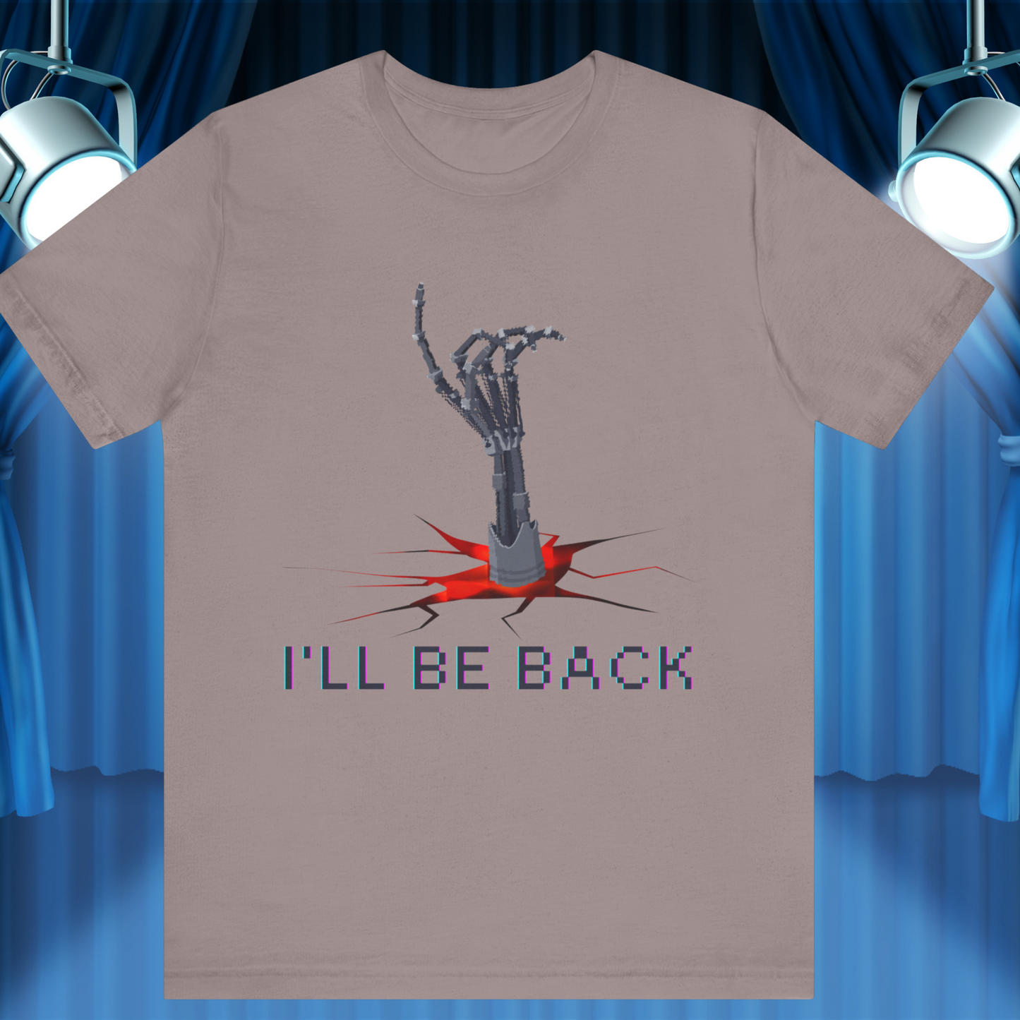 "I'll Be Back" Design for Fans of Sci-Fi Action Films -  Terminator Movie T-Shirt, Metal  Exo-Skeleton Hand