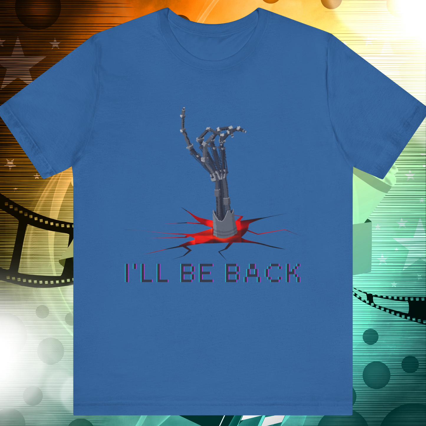 "I'll Be Back" Design for Fans of Sci-Fi Action Films -  Terminator Movie T-Shirt, Metal  Exo-Skeleton Hand