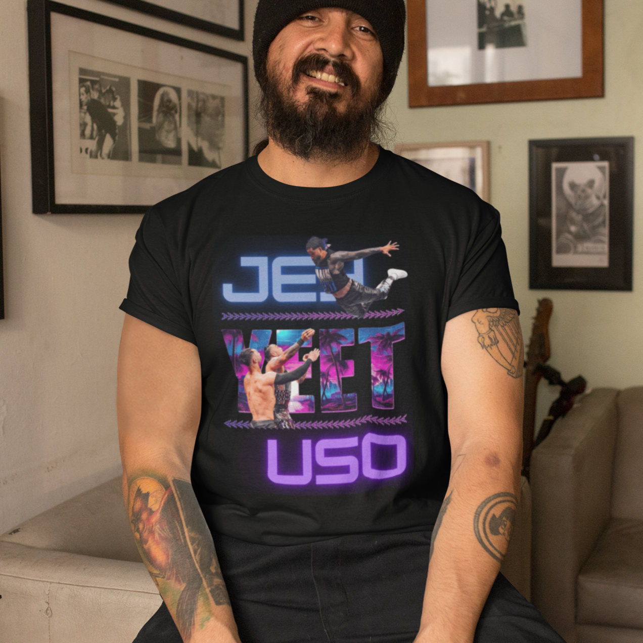 Jey Uso "YEET" Splash T-Shirt - High-Flying WWE Action Tee