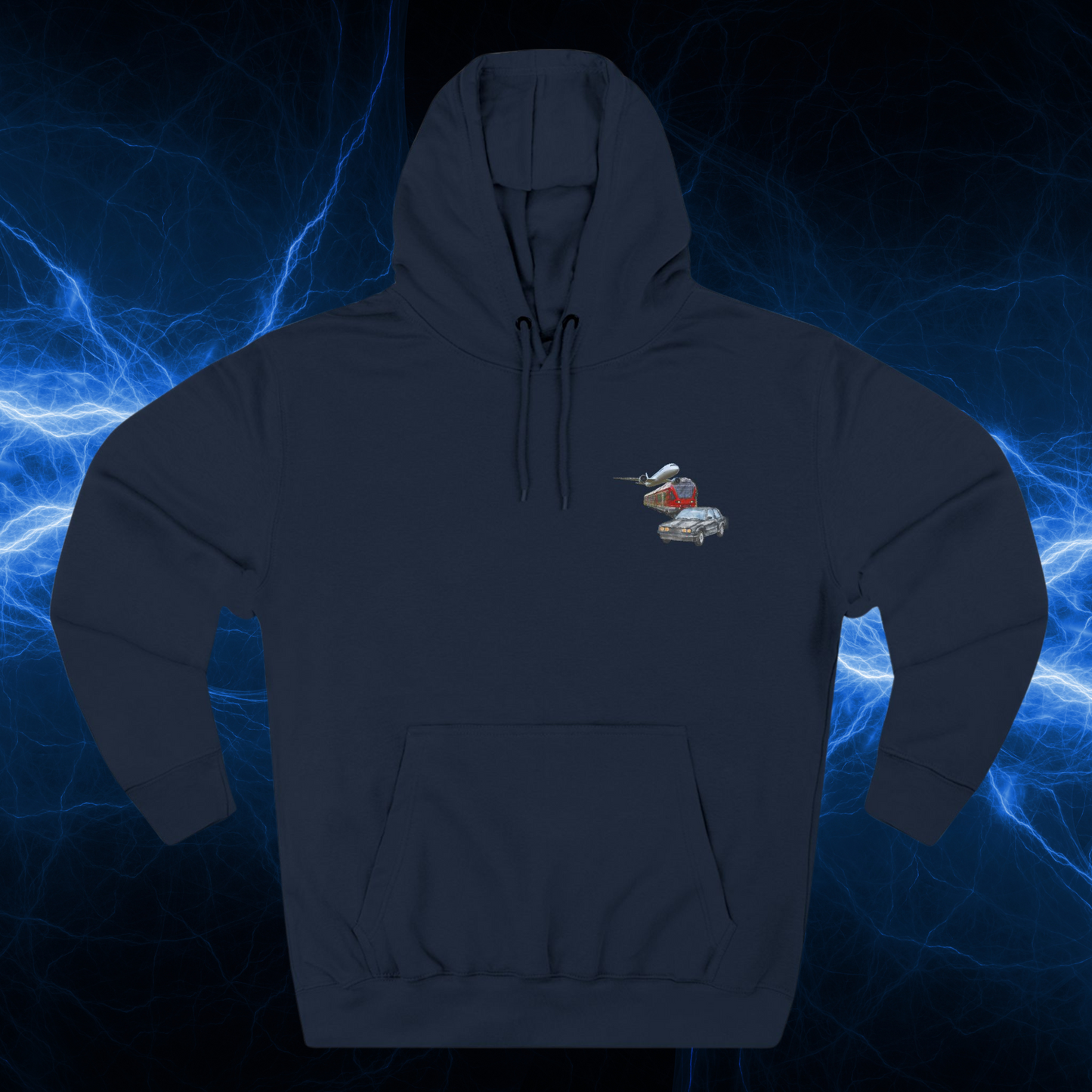 Planes, Trains, and Automobiles Movie Sci Fi Mash-Up in Double-sided Three-Panel Fleece Hoodie with Terminator and Robocop