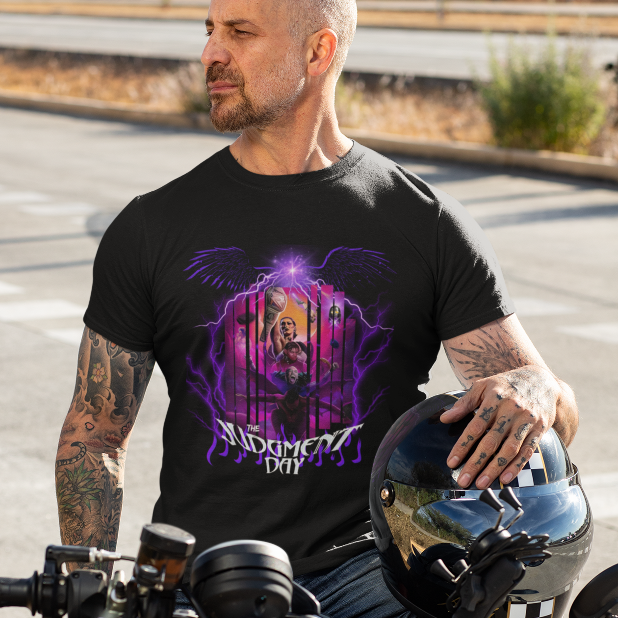 Judgment Day Fantasy Collage Tee – Wrestling Faction in Mythic Form | Rhea Ripley, Finn Bálor, Dominik Mysterio & More