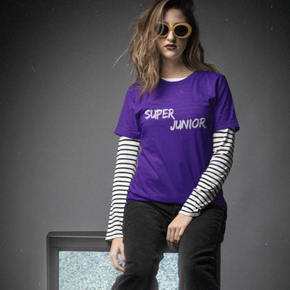 Super Junior Tribute T-Shirt – K-Pop Legends Paint Splatter Logo Tee | Silver Fan Design