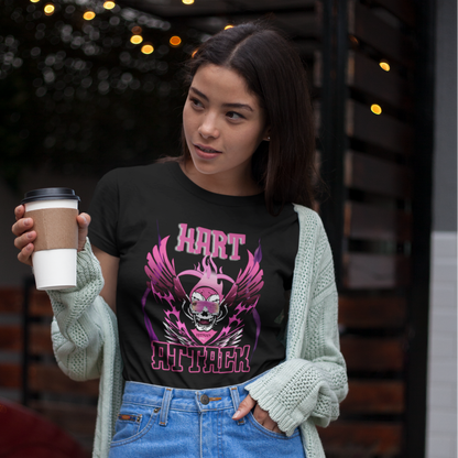 Bret Hart "Hart Attack" T-Shirt – Pink & Black Winged Skull Design WWE Retro Wrestling Tee
