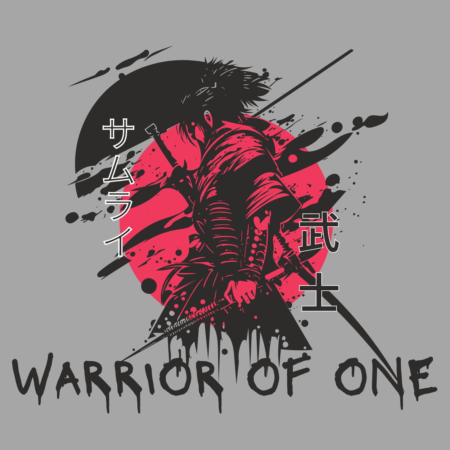 Warrior of One Samurai T-Shirt - Japanese Ink Splatter Art Tee